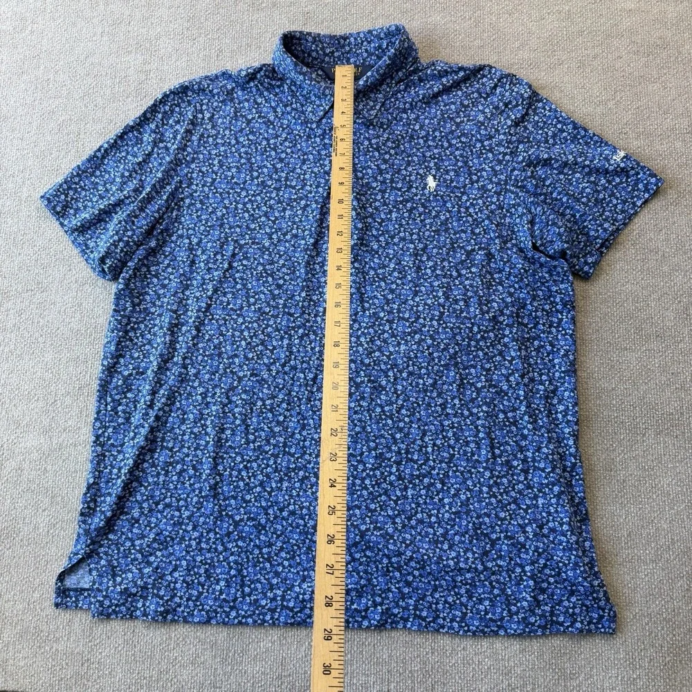 Polo Ralph Lauren Men's Size XL Blue Floral Polo Golf Shirt Classic Fit Cotton